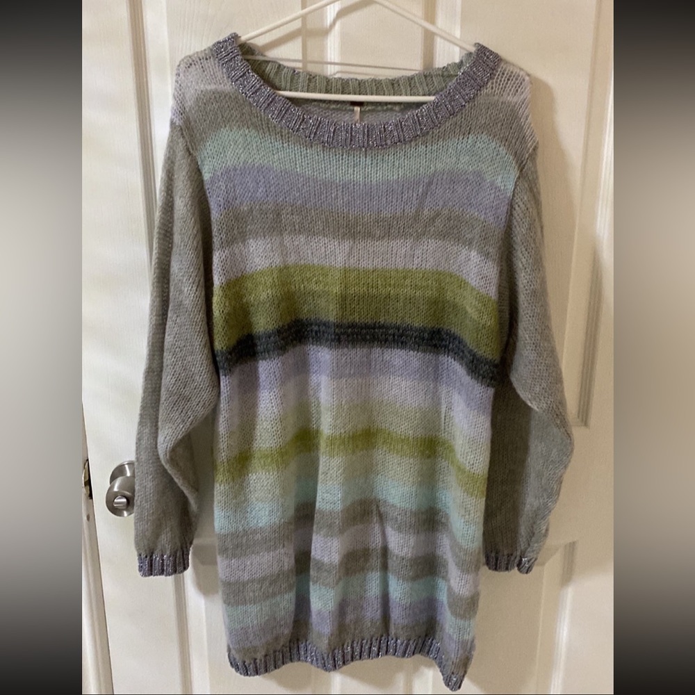 Free people multi color long Sweater dress M